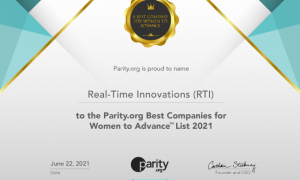 RTI公司荣登“Parity.org 2021女性发展最佳企业”排行榜